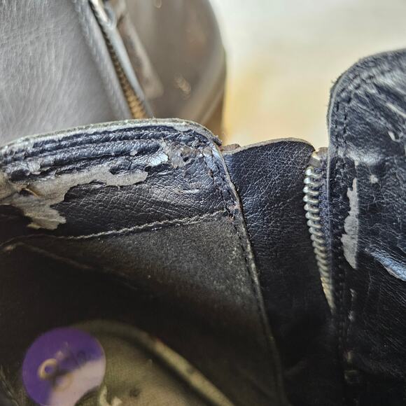 Frye Women Judith Leather Dual Zip Fashion Heeled Ankle Booties Size 8.5M Black - Picture 5 of 8